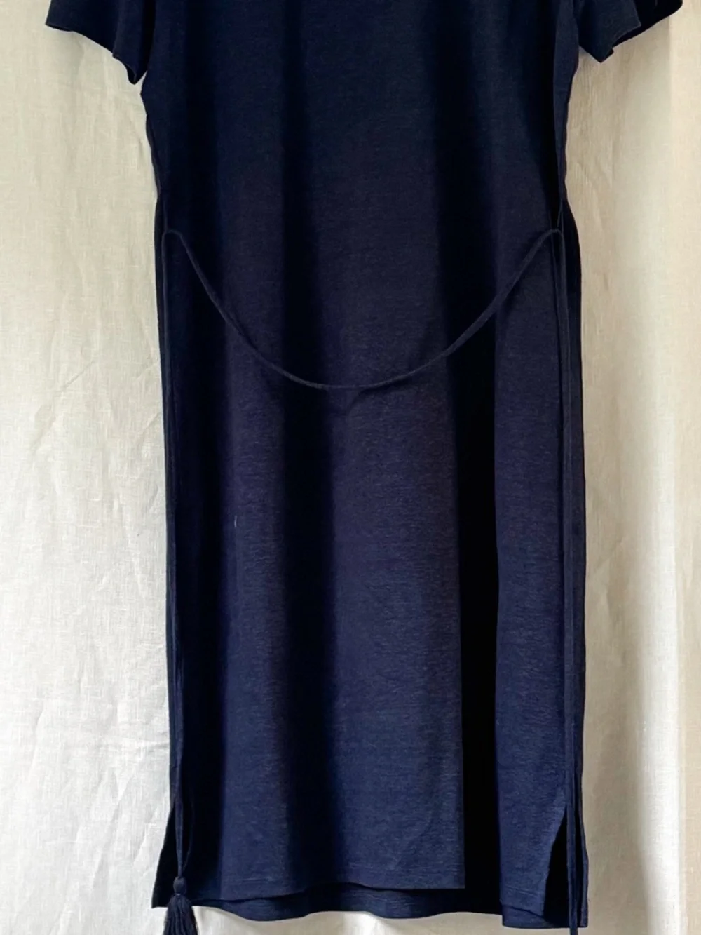 Tory Burch Navy Embroidered Tassel Belt Dress Size M